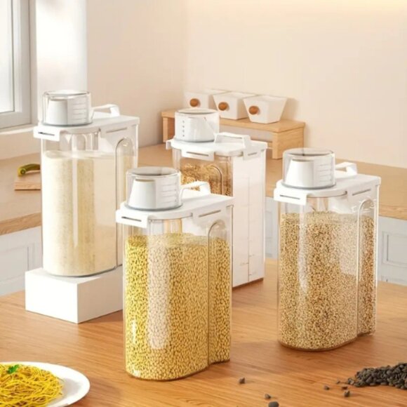 4pcs 4.5 Pound Rice Sealed Dry Grain Storage Container, Transparent Food Storage - Picture 5 of 6